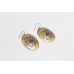 Gold Plated Textured Earrings Zircon Women's Sterling Silver 925 Stones A795